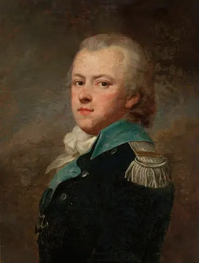 Портрет Яна Красицкого, герб Рогала (около 1764–1831) в тёмно-синем мундире 14-го пехотного полка Потоцких by Йозеф…