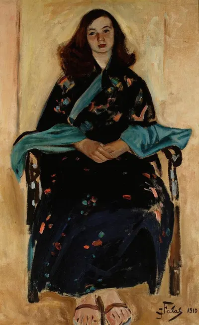 Женщина в кимоно by Юлиан Фалат, 1910 — digital art print download
