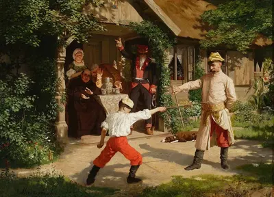 Дуэль с палками by Юлиан Мазыньский, 1882 — digital art print download