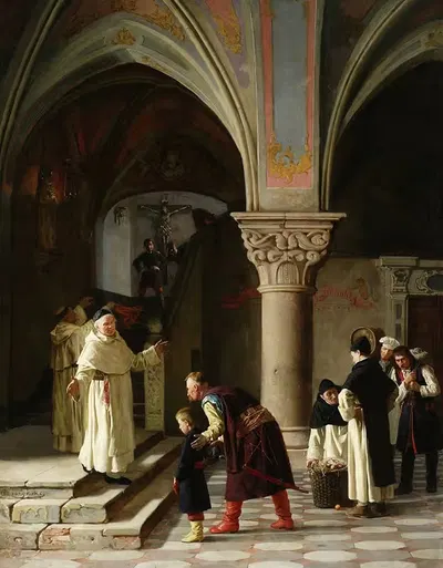 В монастырскую школу-интернат by Юлиан Мазыньский, 1879 — digital art print download