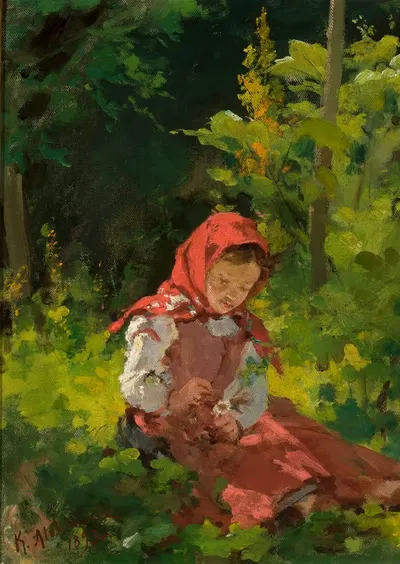 Девочка в лесу by Казимеж Алхимович, 1893 — digital art print download
