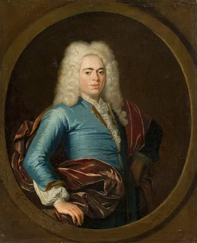 Portrait of a young man in a wig by Krzysztof Lubieniecki, 1728 — digital art print download