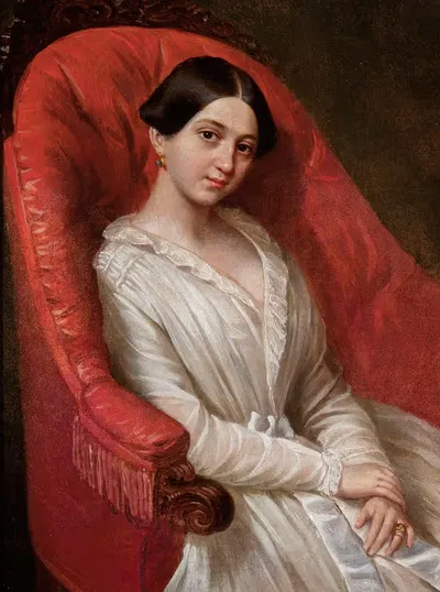 Портрет дамы в белом платье by Ксаверий Ян Каневский, 1846 — digital art print download