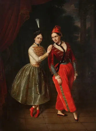 Портрет сестер Каролины и Анны Штраус, балерин из Театра Вельки by Ксаверий Ян Каневский — digital art print download