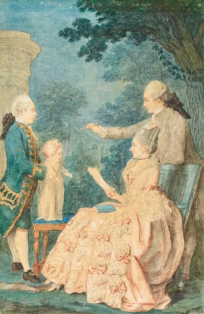Портрет семейной группы, графа де Шуазёль-Гуффье и семьи by Луи Карроджис Кармон텔, 1780 — digital art print download