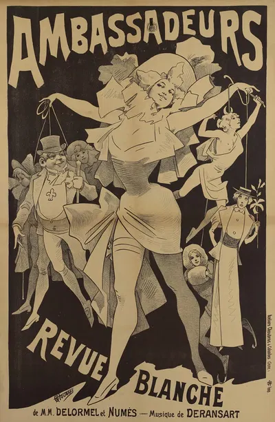Ambassadeurs. Revue blanche de MM. Delormel et Numès – Musique de Deransart by Альфред Шубрак, 1890 — digital art print…