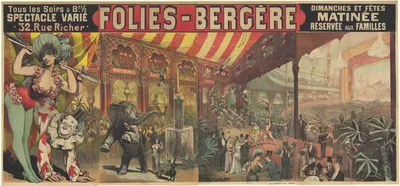 Folies-Bergère. Tous les soirs à 8h1,2, spectacle varié, 32 rue Richer by Альфред Шубрак, 1889 — digital art print download