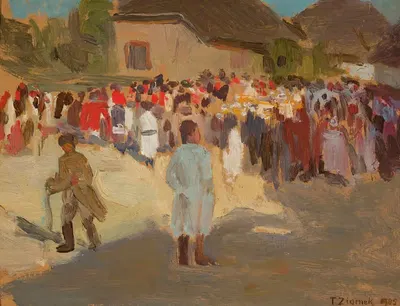В деревне в воскресенье by Теодор Зиомек, 1905 — digital art print download