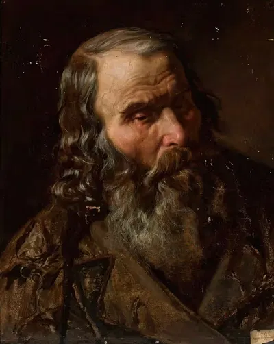 Head of an old man by Tytus Seweryn Pilecki, 1866 — digital art print download