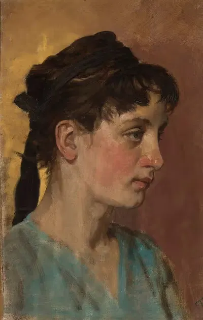 Portrait of a young woman by Tytus Seweryn Pilecki — digital art print download