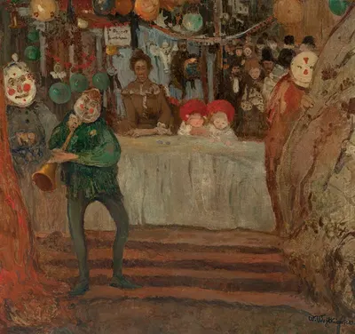 Circus – In front of the little theatre by Witold Wojtkiewicz — digital art print download