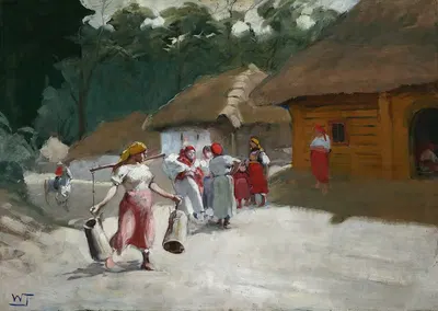 Разговор на сельской дороге by Влодзимеж Тетмайер — digital art print download