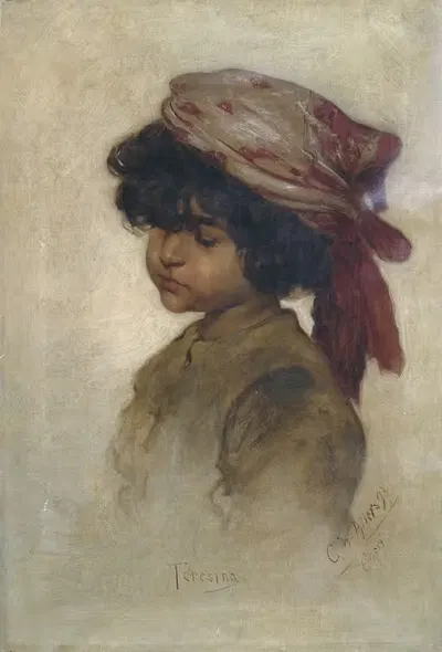 Портрет девушки Терезины by Кристиан Вильгельм Аллерс, 1893 — digital art print download