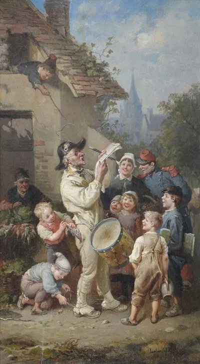 Ein Ausrufer wird von Kindern geneckt by François-Louis Lanfant De Metz — digital art print download
