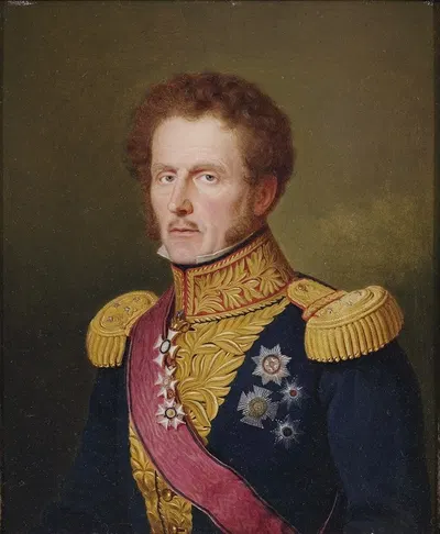 Portrait des Ernst Freiherr von Hügel in Dreiviertelansicht nach links. by Franz Seraph Stirnbrand, 1829 — digital art…