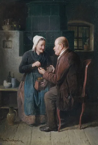 Älteres Paar im Kücheninterieur by Friedrich Friedländer — digital art print download