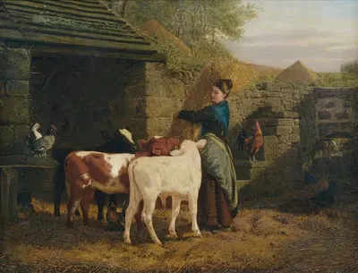 Крестьянка с тремя телятами by Генри Хезерингтон Эммерсон, 1875 — digital art print download
