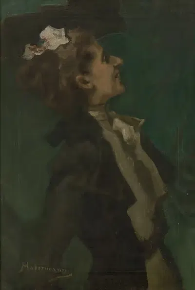 Портрет в зеленом, фрейлейн Ольга Хесс by Хуго Фрайхерр фон Хаберманн, 1899 — digital art print download