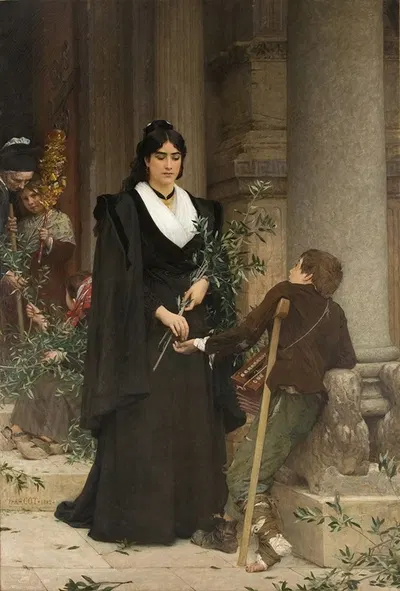 Mireille faisant l'aumône à la sortie de Saint-Trophime by Pierre-Auguste Cot, 1882 — digital art print download