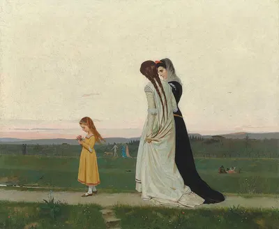 Вечерняя прогулка - окрестности Флоренции by Рафаэлло Сорби, 1870 — digital art print download