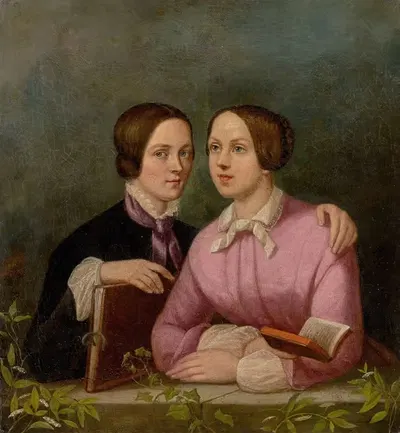 Double portrait of the nieces Bardua by Caroline Bardua, 1850 — digital art print download
