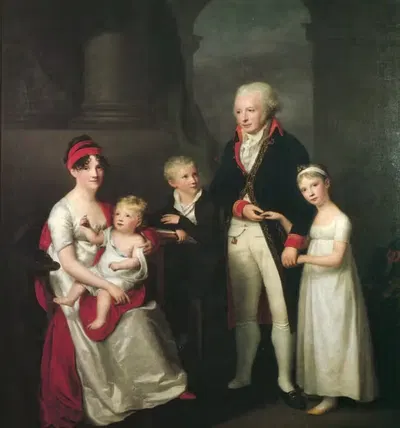 Семейный портрет лубекского купца Марка Андре Суше (1759-1814), его жены Корнелии (1765-1838) и их детей by Фридрих Карл…