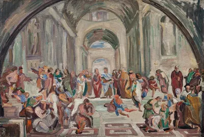 Копия по Рафаэлю; Школа Афин by Йенс Адольф Ерихау, 1912 — digital art print download