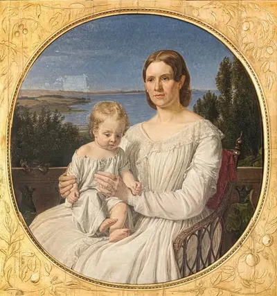 Портрет Марии Леманн с дочерью Маргрете by Йорген Рёд, 1847 — digital art print download