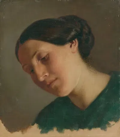 Kopfstudie einer Frau by Woldemar Hottenroth — digital art print download