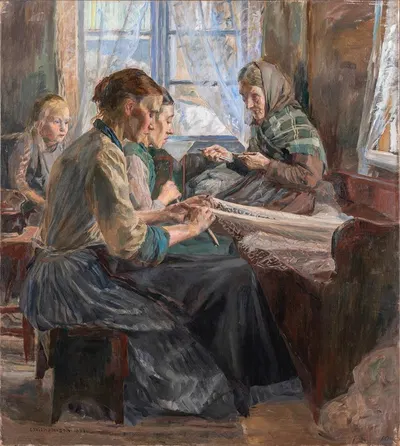 Fisherwomen making Nets, Bohuslän by Carl Wilhelmson, 1894 — digital art print download