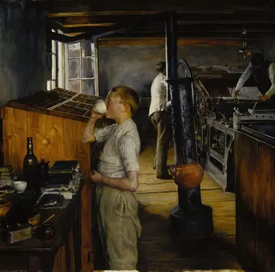 Деревенская типография, Харлем, Нидерланды by Чарльз Фредерик Ульрих, 1884 — digital art print download