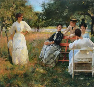 В саду by Эдмунд Чарльз Тарбелл, 1891 — digital art print download