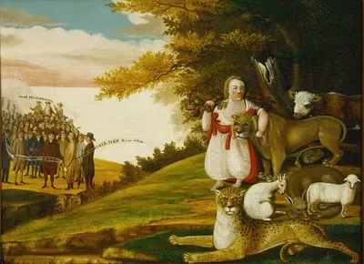 Мирное королевство с квакерами, несущими знамёна (1829-30) by Эдвард Хикс — digital art print download