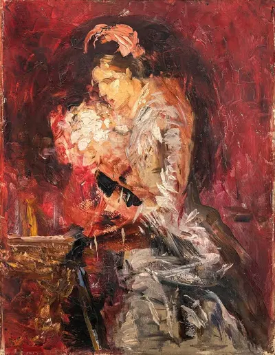 Дама с букетом, эскиз by Эрнст Йозефсон, 1880 — digital art print download