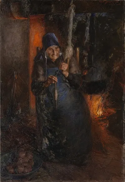 Старая женщина, прядущая by Эрнст Йозефсон, 1887 — digital art print download