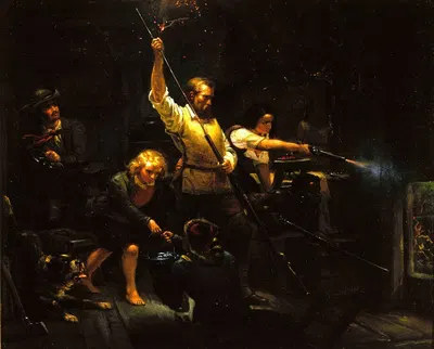 Indian Attack by Eugene Benson, 1858 — digital art print download