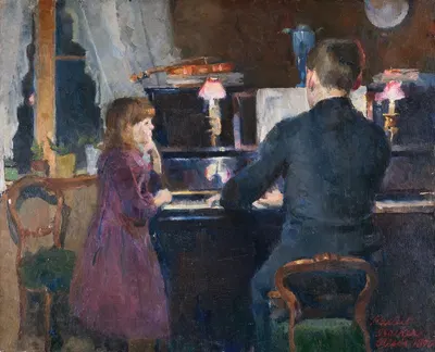 Big Brother Playing by Harriet Backer, 1890 — digital art print download