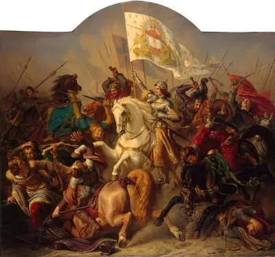 Joan of Arc in Battle by Hermann Stilke, 1843 — digital art print download