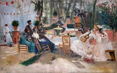 Обед во время Ла Ферии в Гранаде. Эскиз by Хьюго Биргер, 1882 — digital art print download