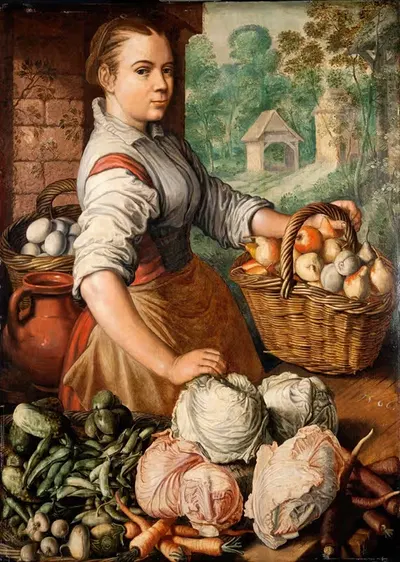 Девушка с овощами by Иоахим Бёйкелар, 1566 — digital art print download