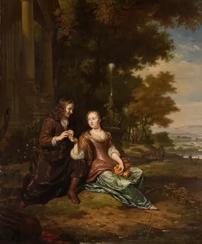 Портрет молодой пары by Михиел Ван Муссхер, 1679 — digital art print download