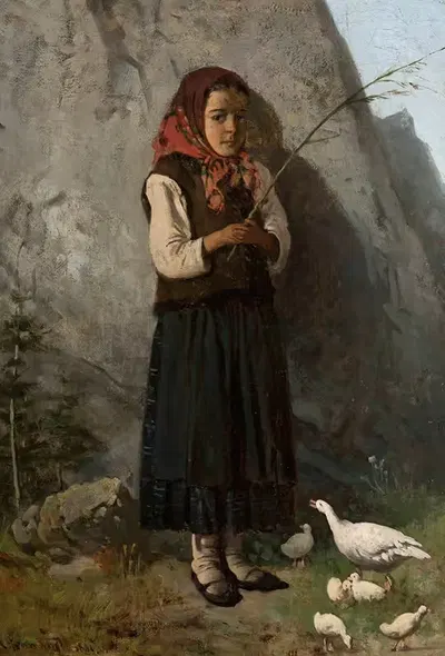 Девочка с гусями by Антоний Граматыка, 1881 — digital art print download
