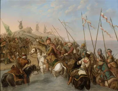 Crossing the river by Antoni Zaleski, 1850 — digital art print download