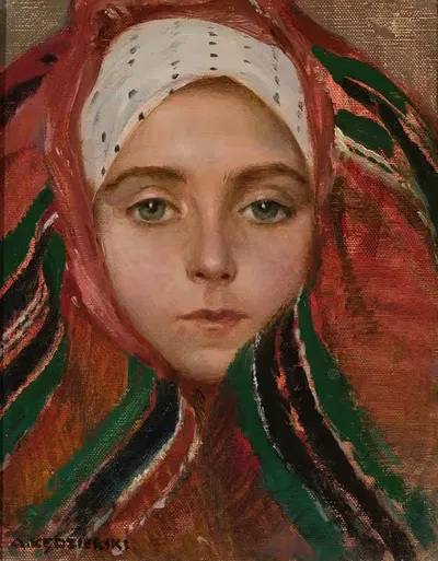 Head of a young woman from Łowicz by Apoloniusz Kędzierski — digital art print download