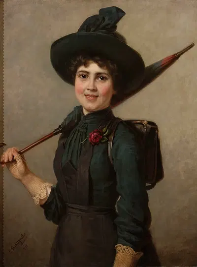 Portrait of a schoolgirl by Emilia Dukszyńska-Dukszta, 1888 — digital art print download