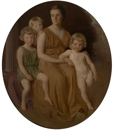 Портрет миссис Джон Дж. Олбрайт и детей by Джордж де Форест Браш, 1902 — digital art print download