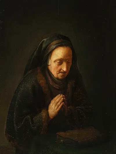 Молящаяся старая женщина by Геррит Доу, 1630-1635 — digital art print download