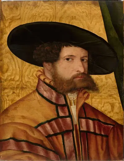 Portrait of a man in a hat by Hans Schöpfer the Elder, c 1530 — digital art print download