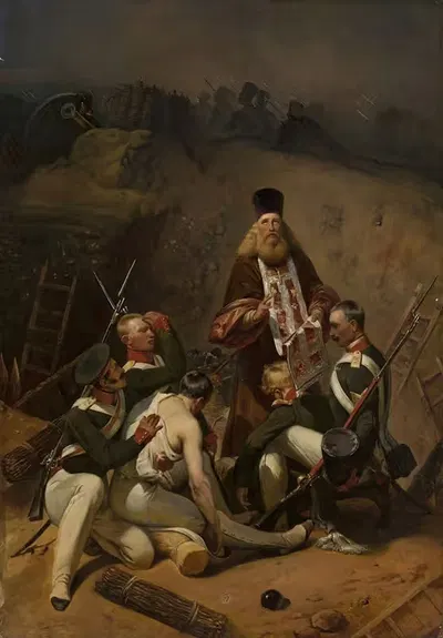Священник благословляет солдат by Гораций Верне, 1840-1842 — digital art print download