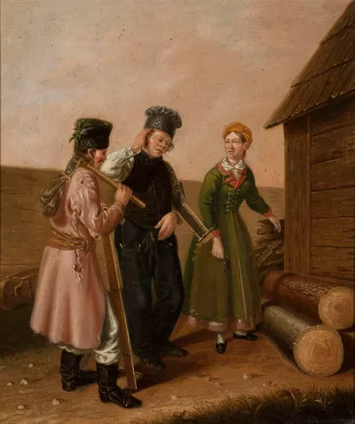 Lumberjacks by Ignacy Gepner, 1841 — digital art print download